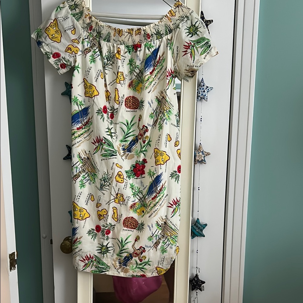 J Crew Colorful Printed Off-Shoulder Dress 6